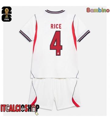 Inghilterra Declan Rice #4 Prima Maglia Bambino Mondiali 2026 Manica Corta (+ Pantaloni corti)